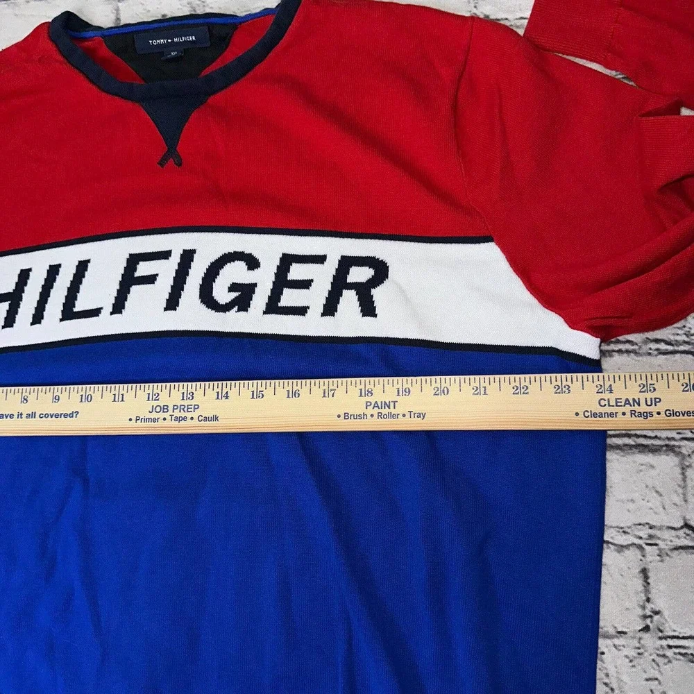 TOMMY HILFIGER - Red/White/Blue Digital Spell Out High Quality Sweater Mens XXL